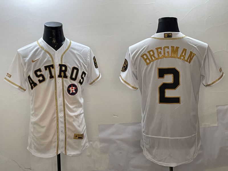 Men Houston Astros #2 Bregman White Gold Elite 2025 Nike MLB Jersey style 5